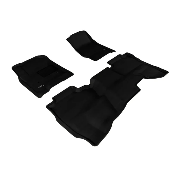 3D MAXpider KAGU Floor Mat (BLACK) compatible with CHEVROLET SILVERADO DOUBLE CAB 2014-2019 - Full Set