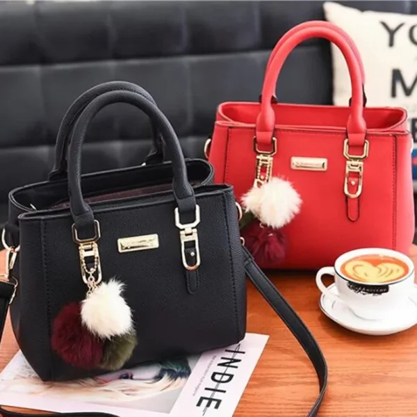 PU Leather Ladies HandBags Women Vintage Purse Plush Tassel Messenger Bags Tote Boston Shoulder Crossbody Bag Leisure - Image 2