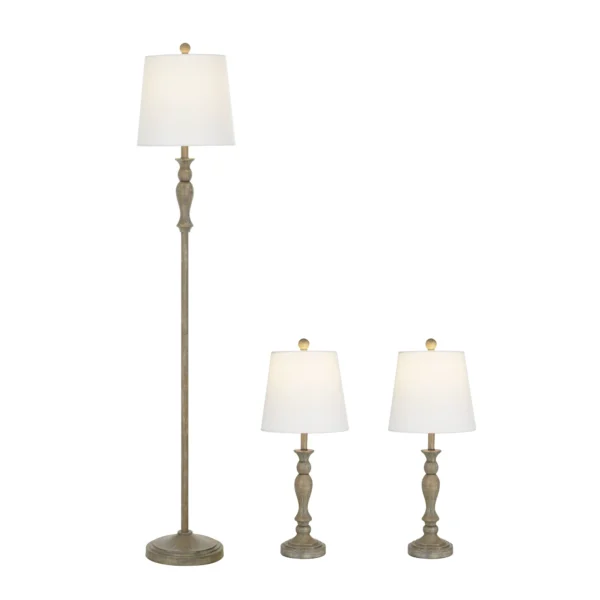 Better Homes & Gardens Modern Farmhouse 3-Pack Table and Floor Lamp Set, Wood Finish - Image 4