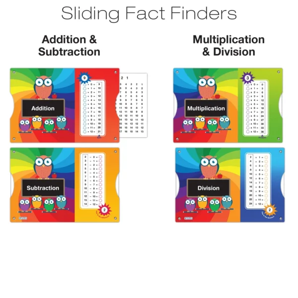 Educational Math Kit - 315 Piece Set Includes Educational posters, flash cards, math cubes, flip chart, and sliding fact finders - Image 3