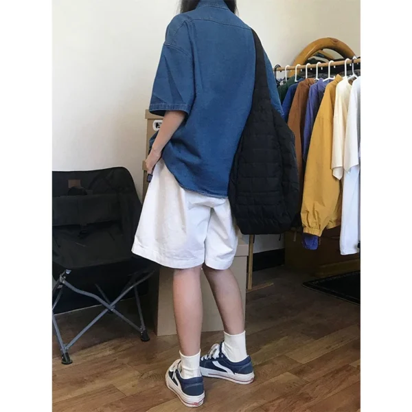 MEXZT Streetwear Pure Cotton Shorts Women Harajuku Oversized Cargo Shorts Summer Korean Black White Wide Leg Sports Short Pants - Image 6