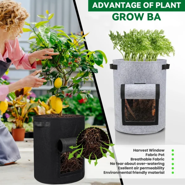 5/7/10 Gallon Fabric Plant Pots Growing Bags Thickened Non-Woven Garden Vegetable Tomato potato Grow Planter Tool with Handle - Image 3