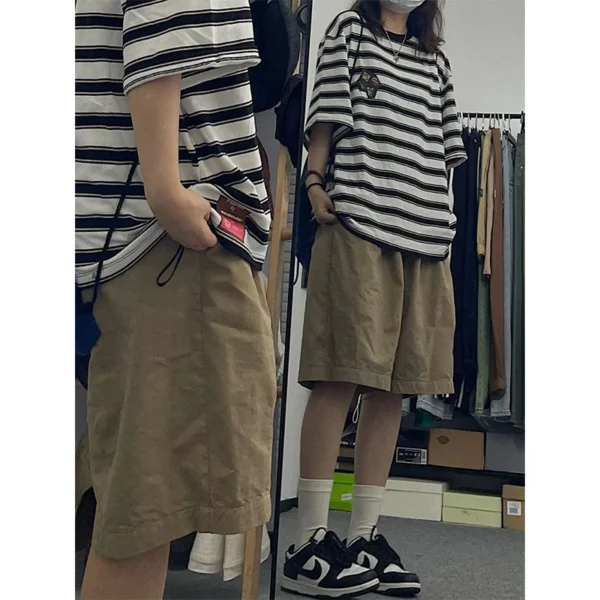 MEXZT Streetwear Pure Cotton Shorts Women Harajuku Oversized Cargo Shorts Summer Korean Black White Wide Leg Sports Short Pants