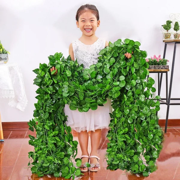 Home Decor Artificial Ivy Garland Fake Plants 2M Green Ivy Silk Leaf Vines for Wedding Party Outdoor Garden DIY Wall Decoration