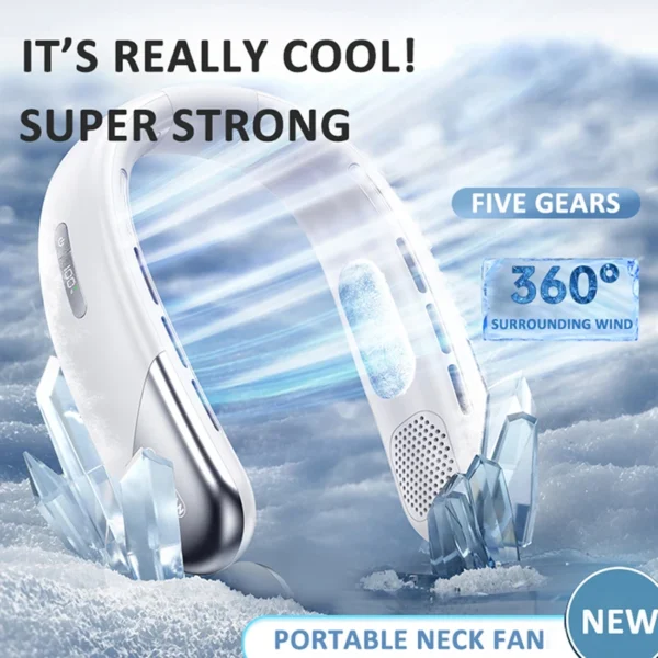 2024 New Portable Air Conditioner Bladeless Neck Fan Mute Portable Fan Air Cooler with LED Digital Display Ultra Long Endurance - Image 2