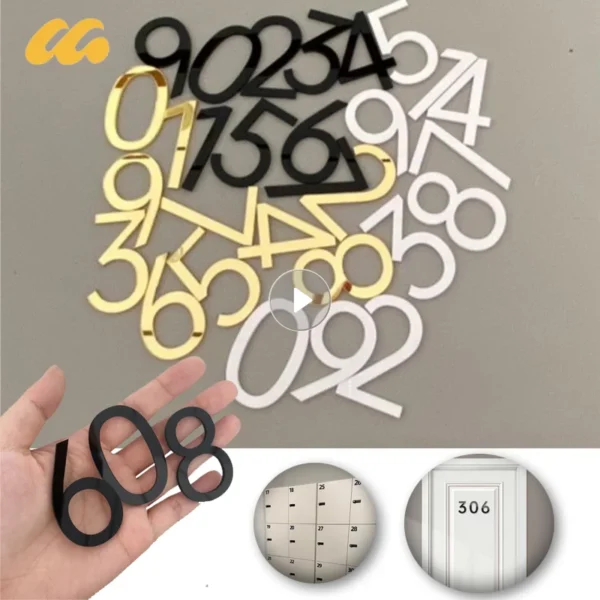 3D Numeral Plate Self-adhesive Plastic Plaque Sign Gate Digits Number Tag Hotel Door Drawer Number Label 0 To 9 Home Decor Label