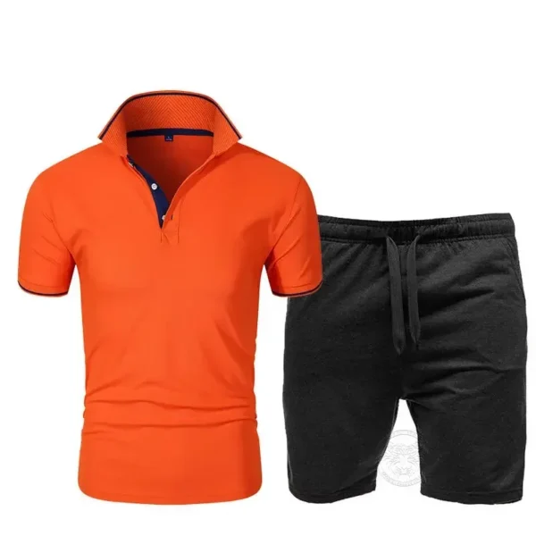 Summer Breathable Casual Sports Suit Polo Shirt Shorts 2-piece Set Men's Lapel Short-sleeved 5-point Pants Sportswear S-3XL - Image 2