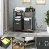 31 Inch Office Printer Stand with Storage Furniture Table and Paper Shredder Rack Fabric Cube USB Char - Image 2