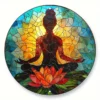 Yoga Themed Round Metal Aluminum Wreath Decorative Wall Sign Yoga Room Bedroom Living Room Decoration Girlfriend Mother Gift