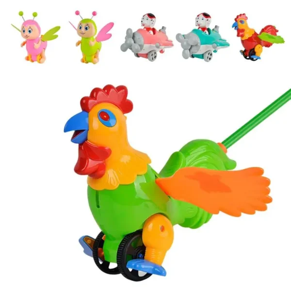 Baby Walker Hand Push Airplane Toy Car Outdoor Sports Toddler Pull Walks Rod Push Cart Drag Tongue Out Walking Educational Toys