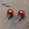 Natural Agate Chalcedony Round Earring 925 Silver Designer Fashion Elegant Sexy Young Girls Jewelry Luxury Couple Holiday Gifts - Image 2