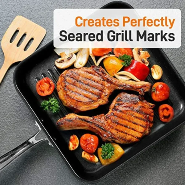 Nonstick Stove Top Grill Pan Hard Anodized Nonstick Grill & Griddle Pan Cookware Bbq Accessories Tools Free Shipping Barbecue - Image 3