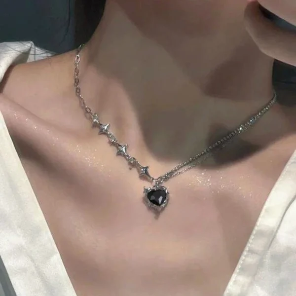 New Fashion Y2K Crystal Heart Planet Pendant Necklace for Women Zircon Aesthetic Charm Clavicle Chain Party Girl Jewelry Gifts - Image 6