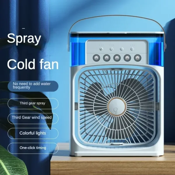 Portable Air Conditioning Fan 5-Hole Spray Humidified USB Quiet Mobile Air Conditioner Cooling Cooler Fan for Desktop Office