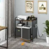 31 Inch Office Printer Stand with Storage Furniture Table and Paper Shredder Rack Fabric Cube USB Char - Image 3