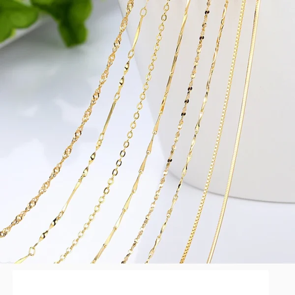 HOYON Real Gold 14k Coating Chain Necklace For Women Clavicle Neck Collares Jewelry Birthday Gift Water Snake Bone Box Chain - Image 2