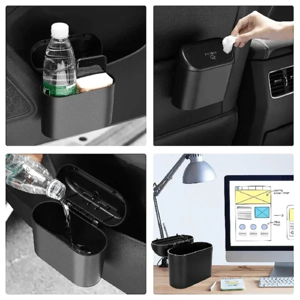 3Pcs Car Trash Can (with Lid) Contains 60 (300) Garbage Bags, Small Car Trash Can, Leak-proof Mini Car Accessories - Image 2