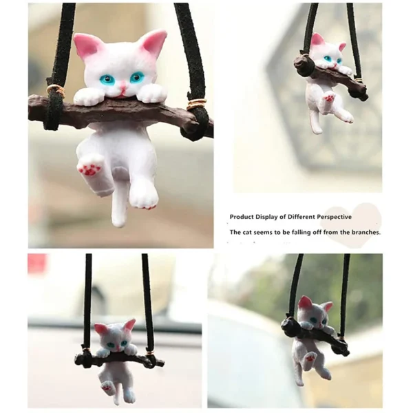 Car Pendant Creative Cute Branch Cat Rearview Mirror Pendant Car Decor Ornaments For Women Girls Car Interior Accessories Gifts - Image 4