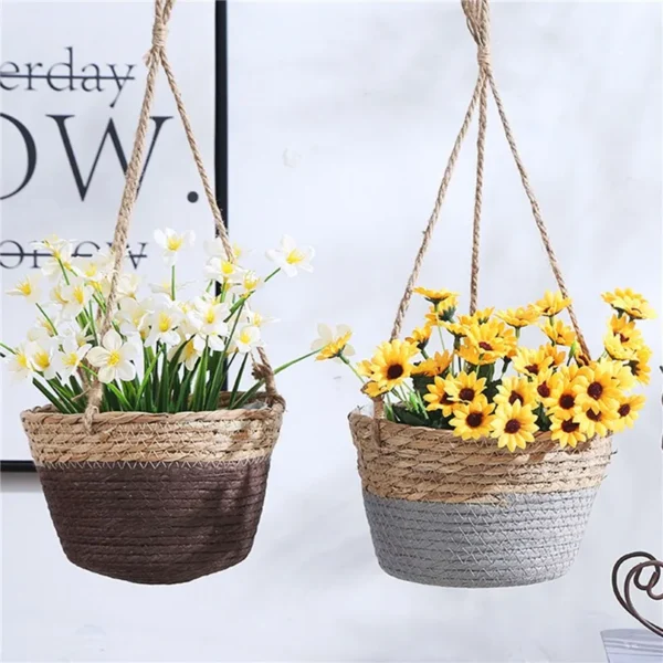 Garden Hanging Planter Macrame Plant Storage Basket Jute Rope Woven Indoor Outdoor Flower Pot Holder Plant Hangers Home Decor - Image 3