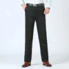 Mens Summer Lightweight Thin Autumn Thick Suit Pant Cotton Slacks Straight Loose Bland Solid High Waist Business Casual Pants - Image 5