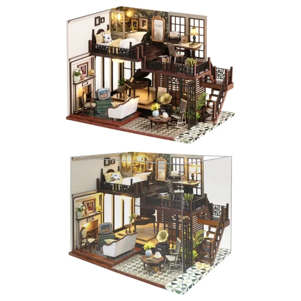 DIY Miniature Doll House Diorama Toys Kids Assembled Dollhouse Puzzle Model Handmade Dollhouse Battery Powered Kits for Children - Image 4