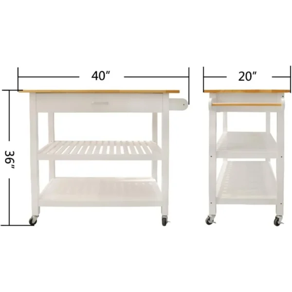 3 Tiers Mobile Kitchen Food Prep Worktable Small Coffee Cart Stand for Dining Room Towel Rack & Two Lockable Swivel Wheels Home - Image 6