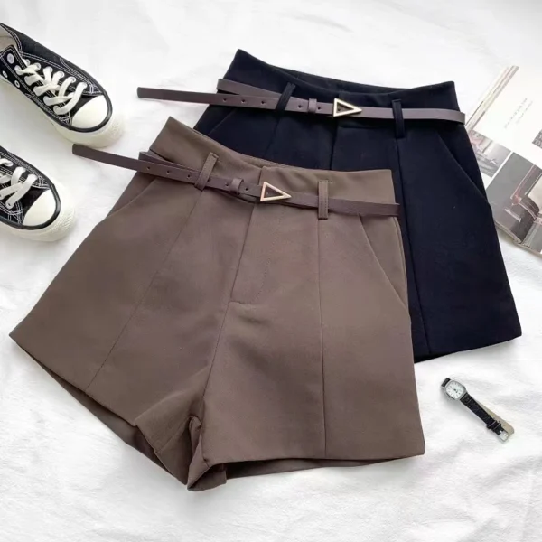 ITOOLIN Casual Women's Shorts A-line High Waist Short Chic Office Lady Shorts With Belted Vintage Female Trousers Spring Summer - Image 3