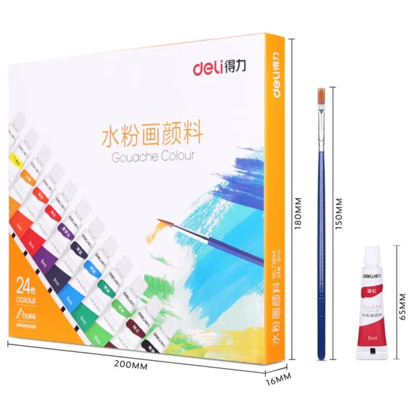 Deli Watercolor Pigment Student Art Painting Graffiti 12/18/24 Color Acrylic Pigment Office Learning Supplies With Brush Palette - Image 3