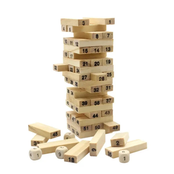 54 pack original color children's stacked high building blocks, small size, layered numbers, smoking and puzzle wooden toys - Image 5