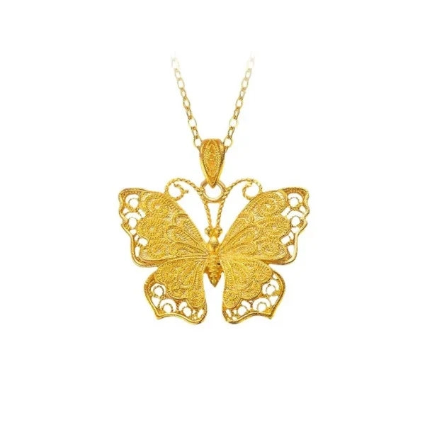 Shiny Pure 14 K Gold Color Butterfly Pendant Necklace for Women's Necklace Chain Valentine's Day Wedding Jewelry Gifts - Image 6