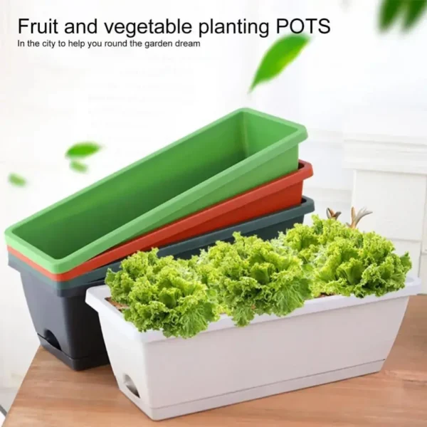 Breathable Rectangular Flower Pot New with Tray Drain Hole Vegetable Planter Garden Supplies Rectangular Planter - Image 5