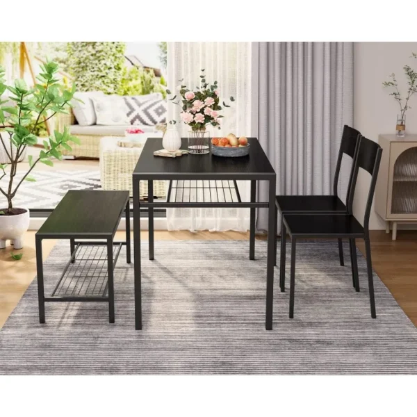 Kitchen Table and 2 Chairs for 4 with Bench, 4 Piece Dining Table Set for Small Space - Image 6