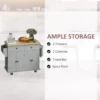 Kitchen Trolley, Rolling Cart with Rubberwood Top, Spice Rack, Towel Rack and Drawers for Dining Room, Rolling Kitchens Trolleys - Image 3