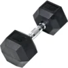 Rubber Hex Dumbbells - 8 Size Options - Hex Shaped Heads Prevent Rolling and Injury - Ergonomic Hand Weights for Exercise