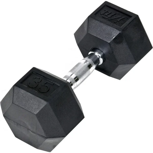 Rubber Hex Dumbbells - 8 Size Options - Hex Shaped Heads Prevent Rolling and Injury - Ergonomic Hand Weights for Exercise