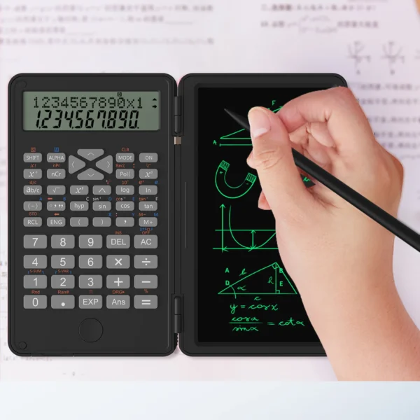 Scientific Calculator with Erasable Writing Board 240 Functions 2 Line LCD Display Foldable Financial Math Calculator School - Image 3