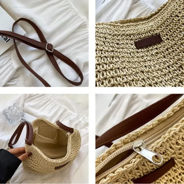 Ladies Fashion Summer Straw Crossbody Bag Women Beach Holiday Shopping Woven Shoulder Handbag Messenger Purses For Women Bags - Image 6