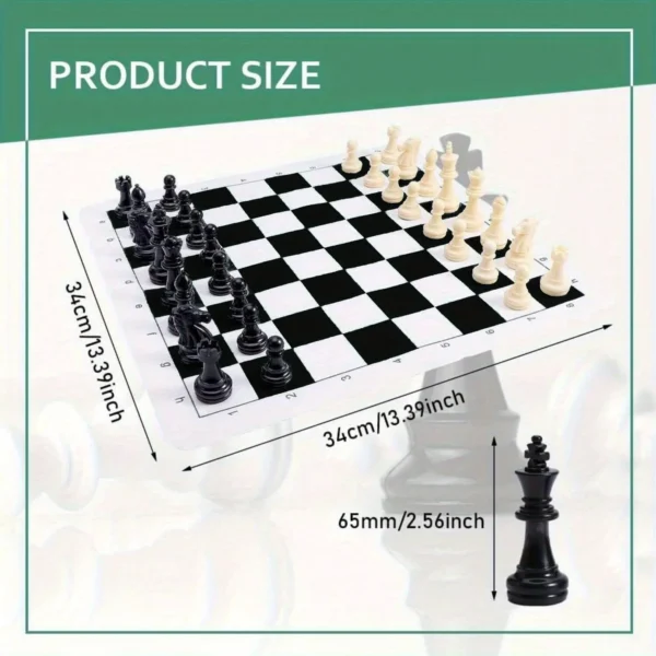 Portable Chess Set, Travel Board Games Folding Roll up Tournament with Storage Bag Family Mind Sharpening Educational for Adults - Image 4