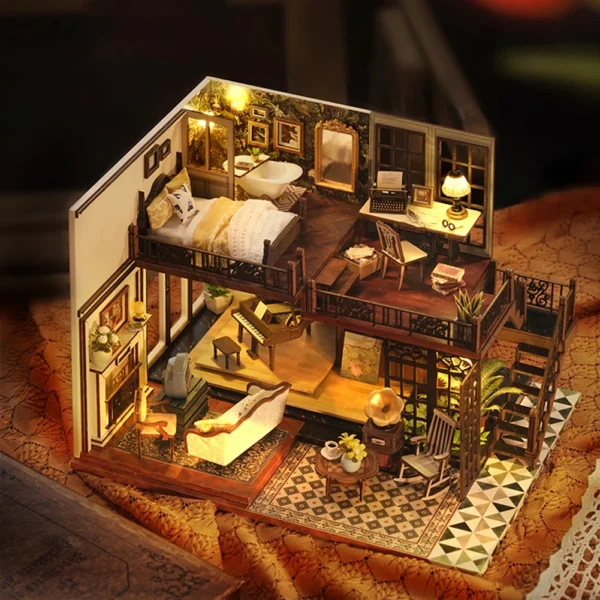 DIY Wooden Doll Houses Diorama Toys Kids Miniature Dollhouse Puzzle Model Miniature Doll House Battery Powered Kits for Children - Image 5