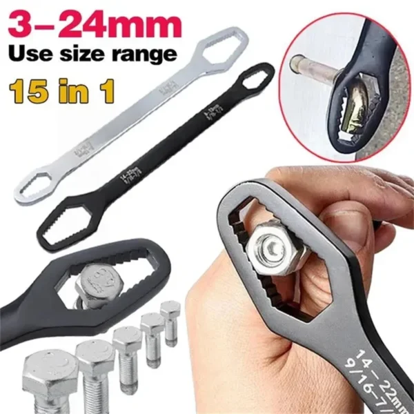 3-17mm 8-22mm Universal Multifunctional Torx Wrench Self-tightening Adjustable Wrench Board Double-head Torx Spanner Hand Tools