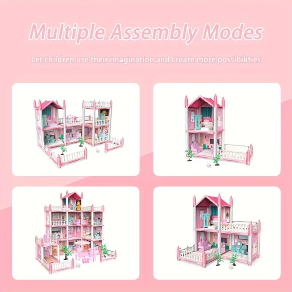 Children's Music Doll House Assembly Villa House 3D DIY Dream Princess Castle Villa Assembly Doll House Set Toy Girl Family Toy - Image 6