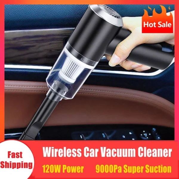 9000Pa Wireless Car Vacuum Cleaner USB Charging 1200mAh Portable Cleaning Appliance Mini Wet and Dry Vacuum Cleaner Household