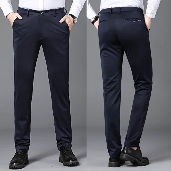 Male Pants Stretch Solid Black Smart Casual Men's Trousers Office Quick Dry Suit Pants New Spring Autumn Korean Straight Pants