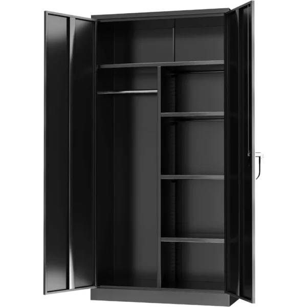 Wardrobe Closet with Lock Door, Wardrobes Cabinet with Hanging Rod, 72” Locking Steel Storage Wardrobe Cabinet - Image 6