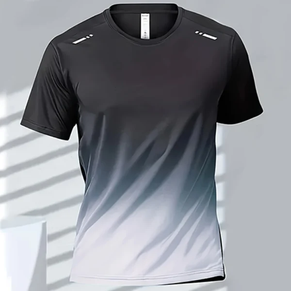 Men's T-shirts Sports Running T-shirt Quick-drying Gradient Short Sleeve Tees Outdoor Workout Basketball Training Running Outfit - Image 3