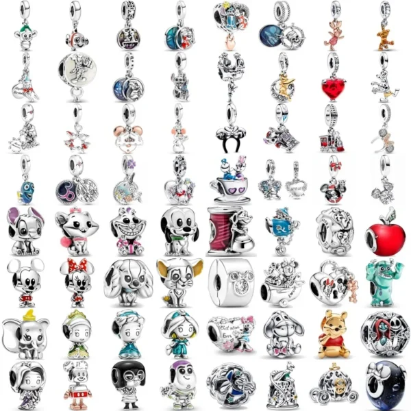 New 925 Silver Mouse Cartoon Apple Clip Princess Pendants Charms Beads Fit Original Pandora Bracelet DIY Jewelry For Women 2023