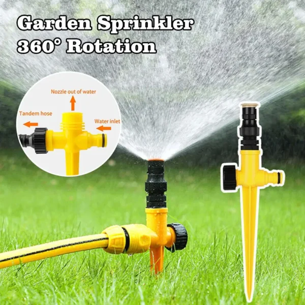 360° Garden Sprinkler Rotation Irrigation Watering System Automatic Agriculture Lawn Farm Greenhouse Spray Nozzle Tool - Image 3