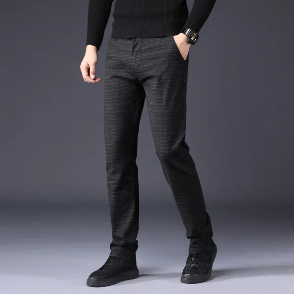 Spring Autumn Korean Business Men Plaid Pants Cotton Comfortable Elastic Slim Loose Casual Fashion Trousers Male Suit Pant - Image 4