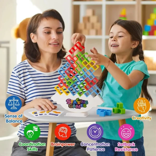 48 Blocks Building Block Brick Toy Balance Stacked Tetra Tower Game Swing High Russian Building Blocks Stack Kid Desktop Toy - Image 2