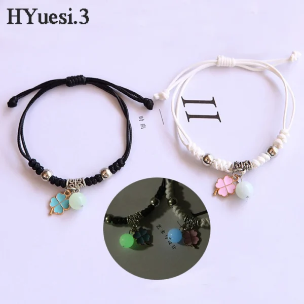 2pcs Luminous Cat Star Moon Cross Charms Bracelet Set Couple Adjustable Woven Rope Friendship Bracelet For Women Men Summer Gift - Image 5